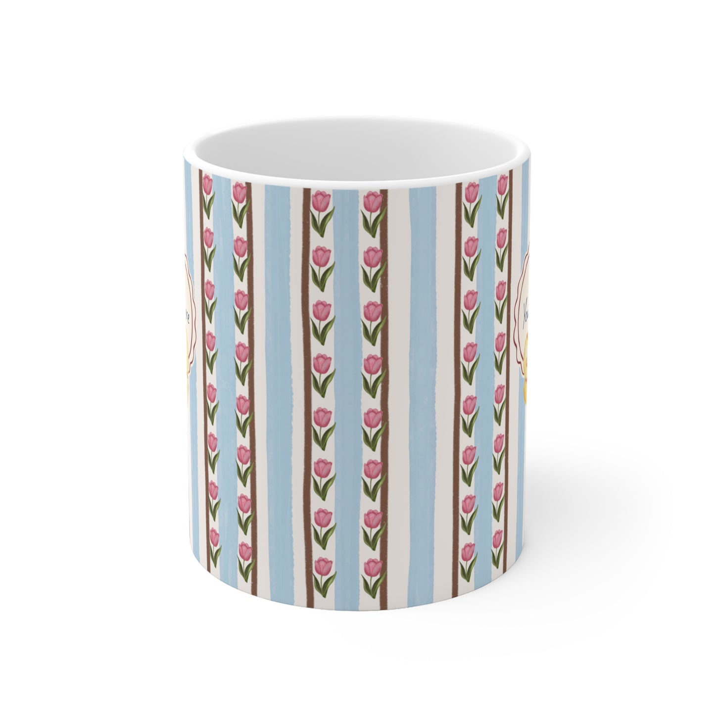 Little Tulips Mug – Personalized Floral Ceramic Coffee & Tea Cup, 11 oz