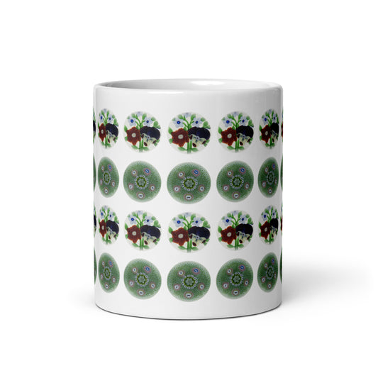 Green Floral Polka Dots Mug front