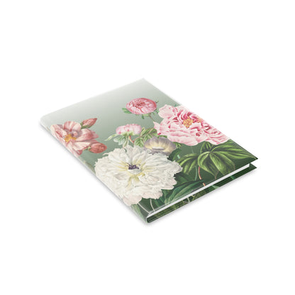 Vintage Peony Floral Green Hardcover Notebook