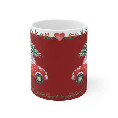 Christmas Coffee Mug Driving Home for Christmas (Red)