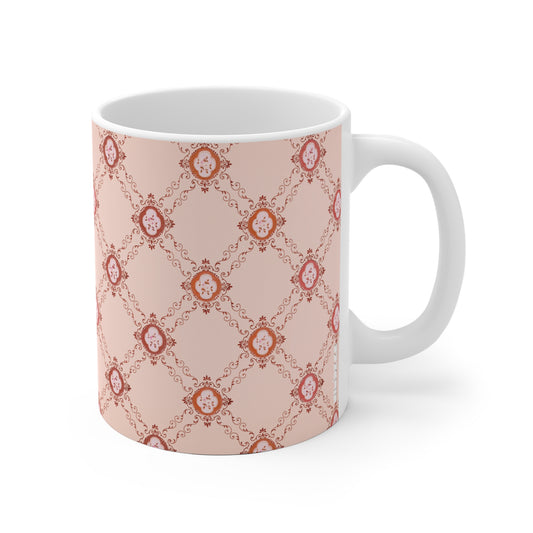 Victorian Floral Pattern Pink Ceramic Coffee Mug