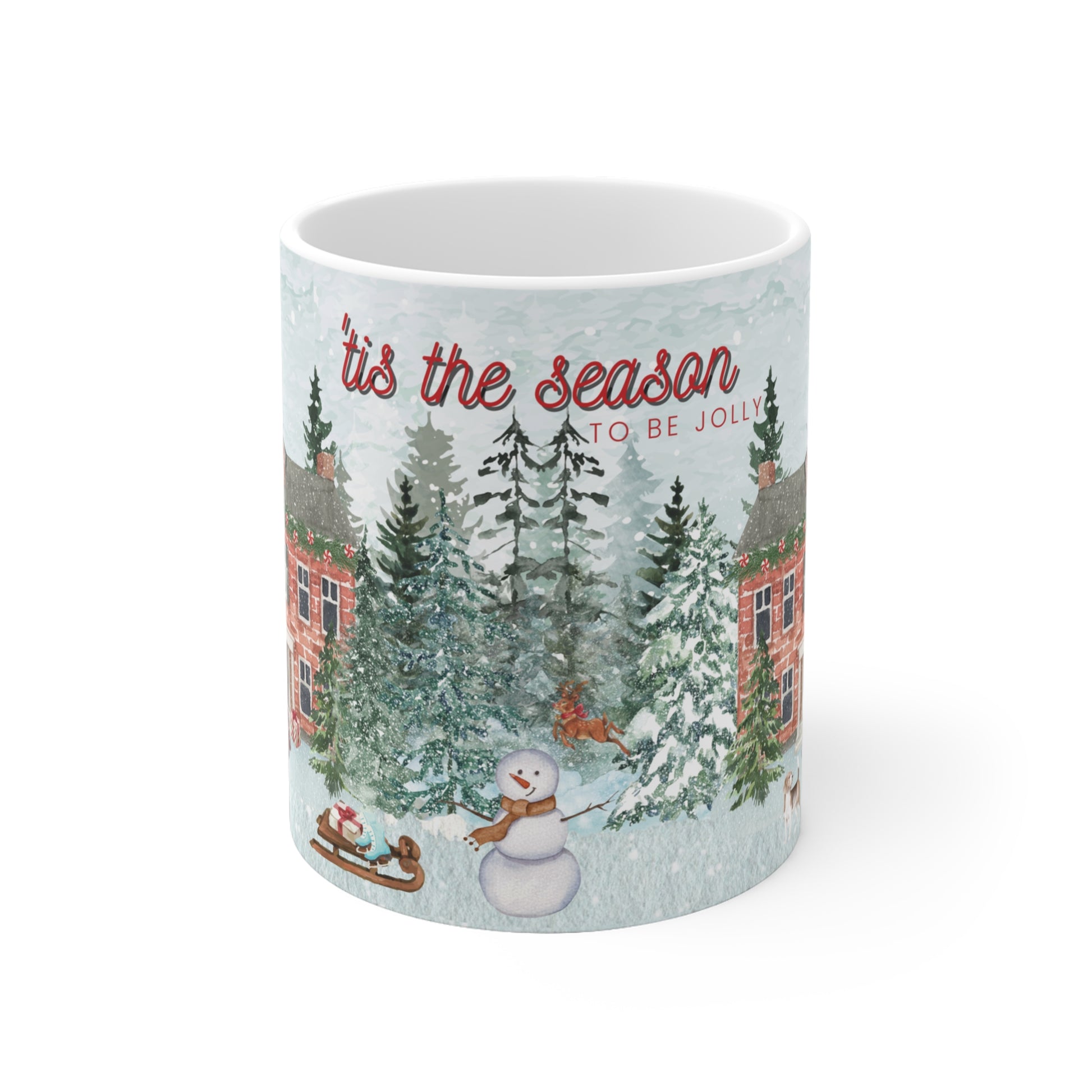 Tis the Season to Be Jolly ceramic Christmas mug – dishwasher safe Front