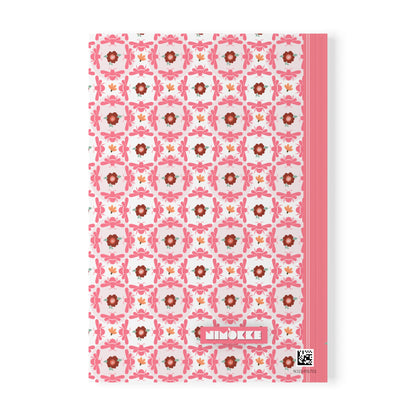 Softcover Notebook A5 Pink Bees & Floral Pattern — PERSONALIZED Decorative Journal