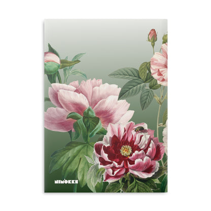 Vintage Peony Floral Green Hardcover Notebook