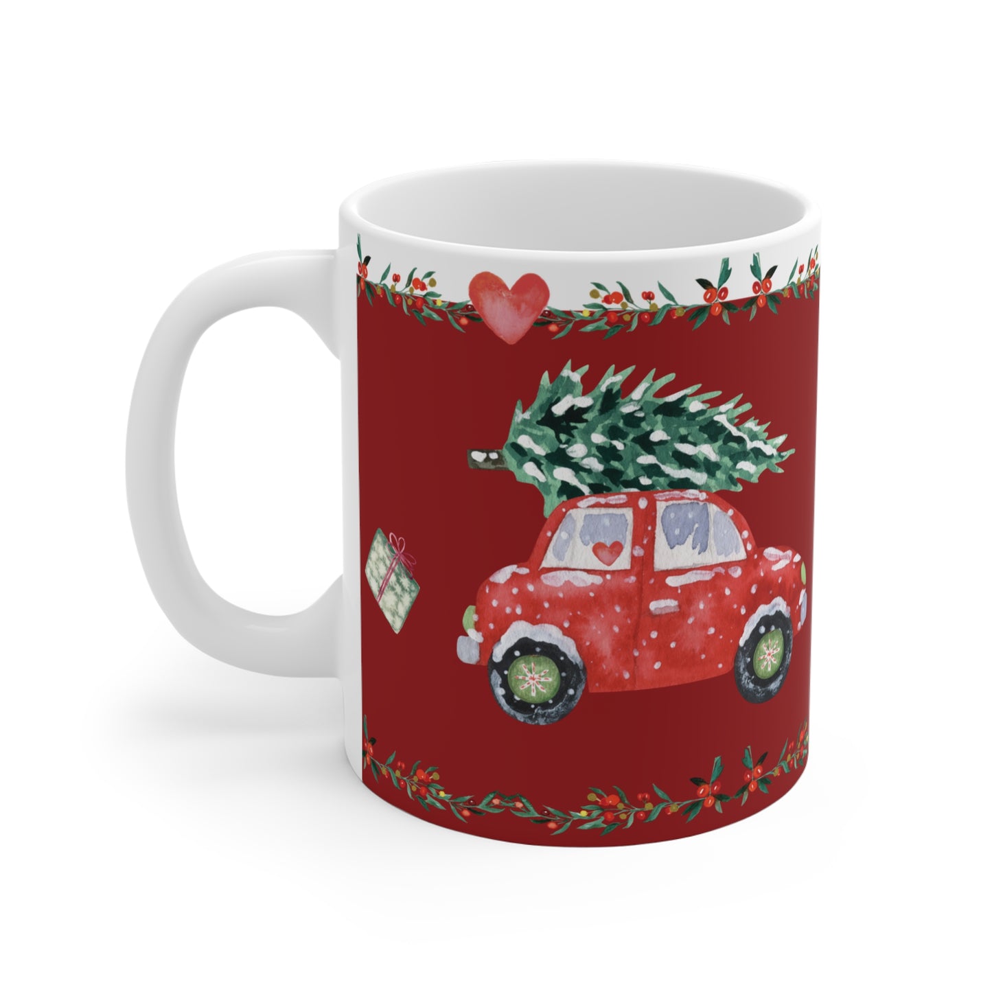 Christmas Coffee Mug Driving Home for Christmas (Red)