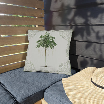Tropical Outdoor Pillow with Palm Leaf Design