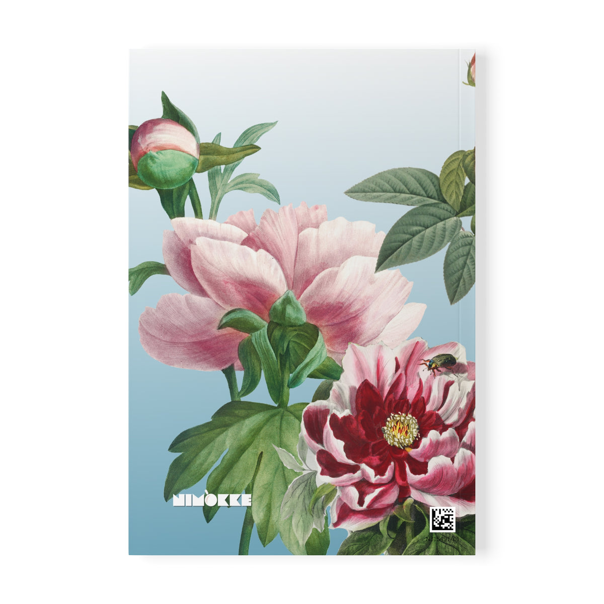 Floral Peony A5 Softcover Notebook | Personalized 'Your name here' Journal, Vintage Botanical Design