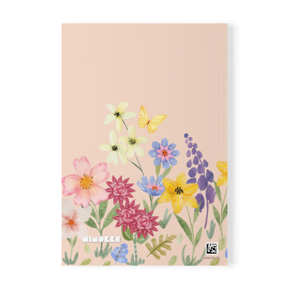 Softcover Notebook A5 Blush Blooms — Personalized Journal, Wildflower Design