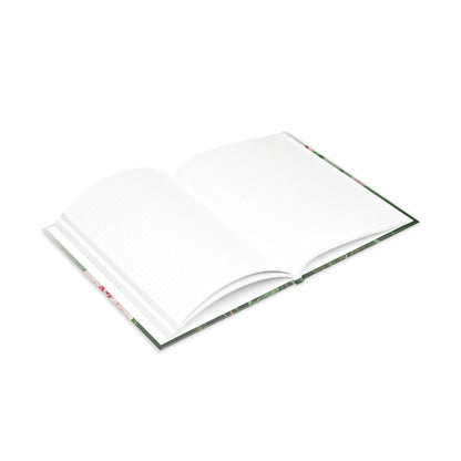 Vintage Peony Floral Green Hardcover Notebook