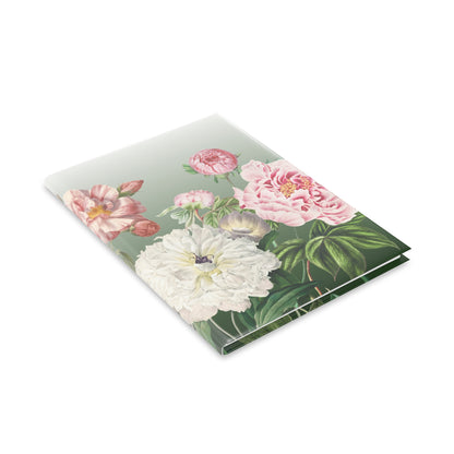 Vintage Peony Floral Green Hardcover Notebook