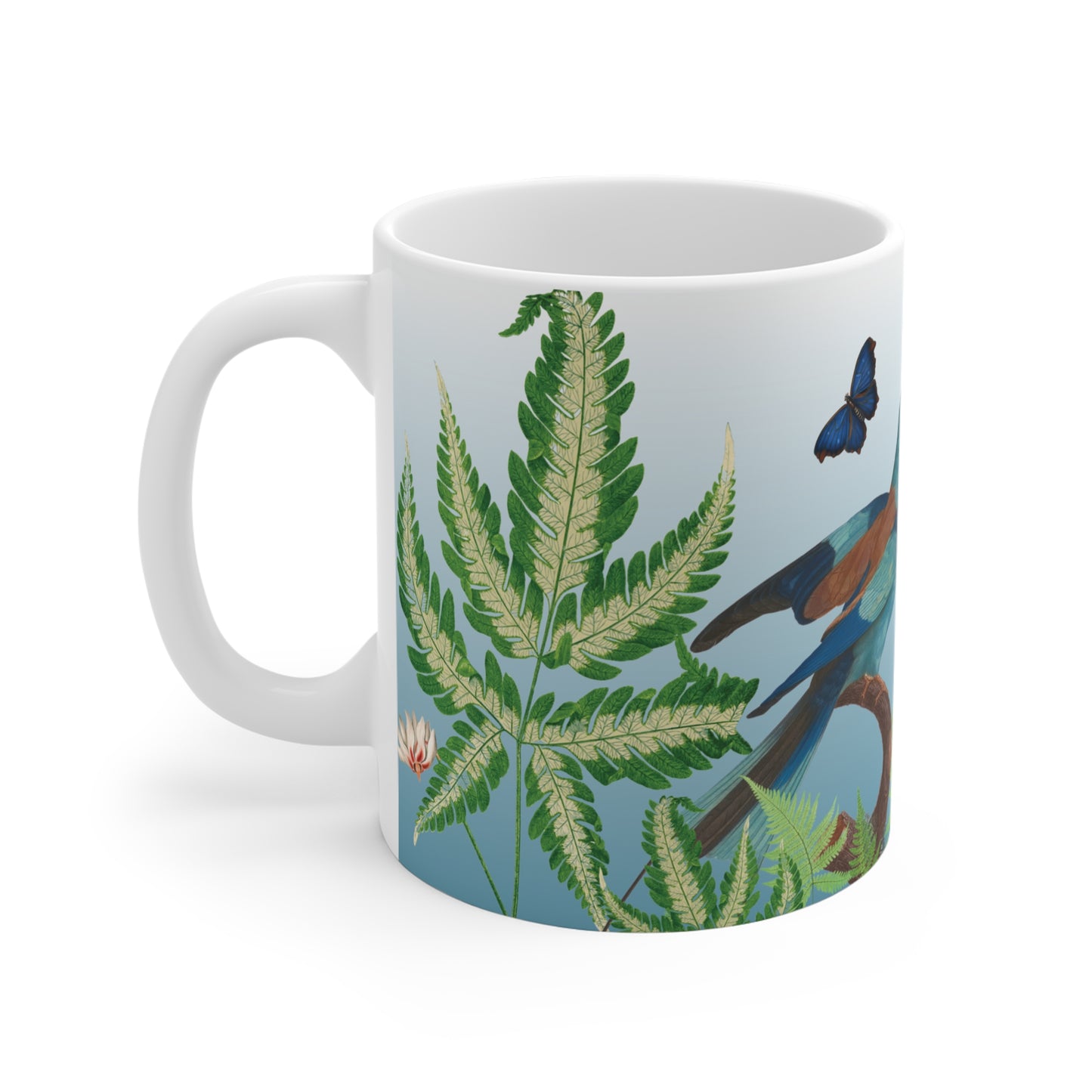 Ferns, Bluebird & Butterfly Ceramic Mug
