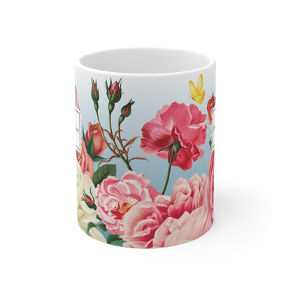 Gepersonaliseerde Vintage Rozentuin Mok – Mok met Naam (325 ml)