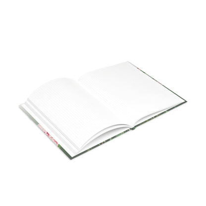 Vintage Peony Floral Green Hardcover Notebook