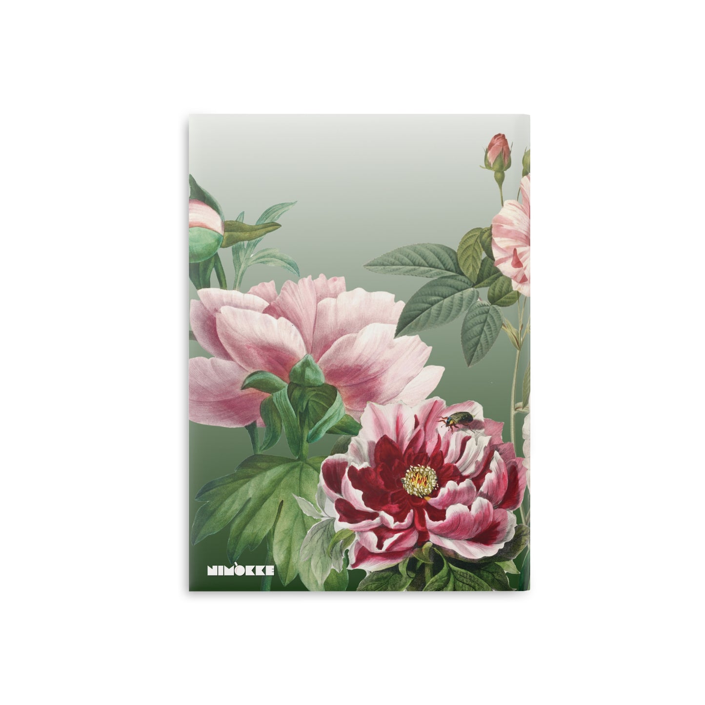 Vintage Peony Floral Green Hardcover Notebook