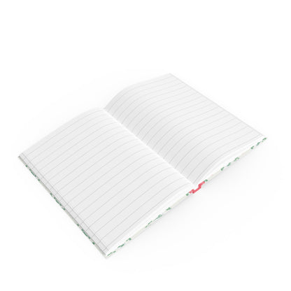 Open hardcover notebook with flexible spine and 128 pages LINED