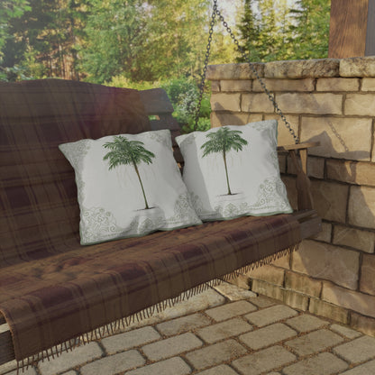 Tropical Outdoor Pillow with Palm Leaf Design