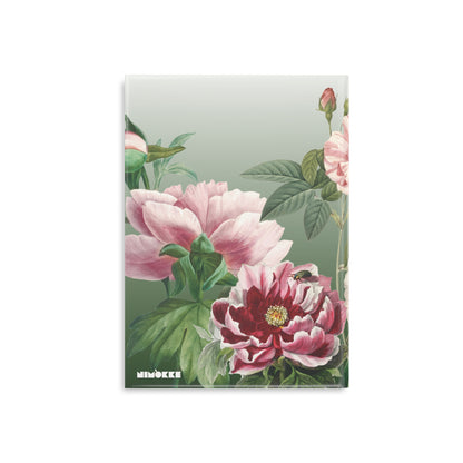 Vintage Peony Floral Green Hardcover Notebook