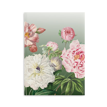 Vintage Peony Floral Green Hardcover Notebook