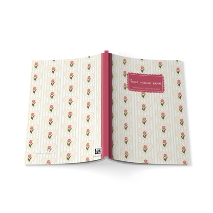 Tulip Heart Floral Notebook A5 Pink – Personalized Softcover Journal