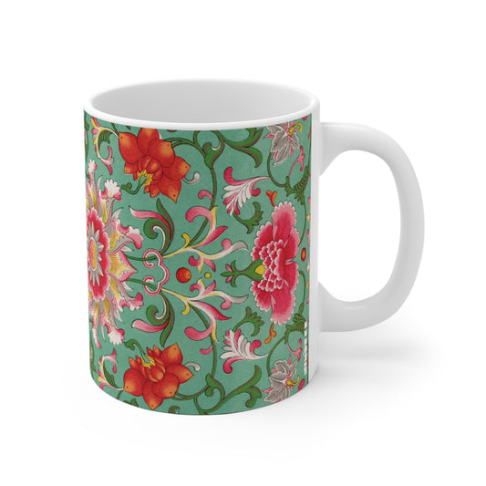 Colorful Vintage Floral Ceramic Coffee Mug