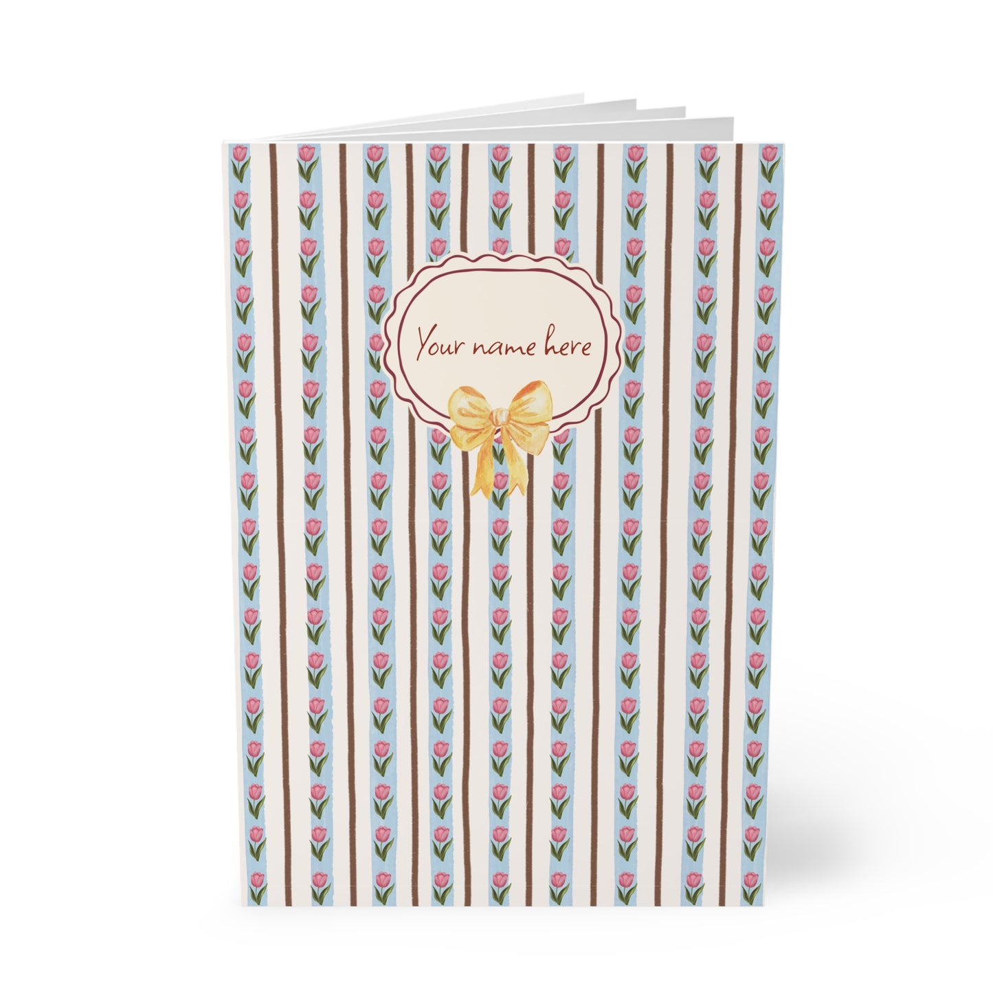 Tulips & Yellow Bow 02 Notebook A5 – Personalized Softcover Journal