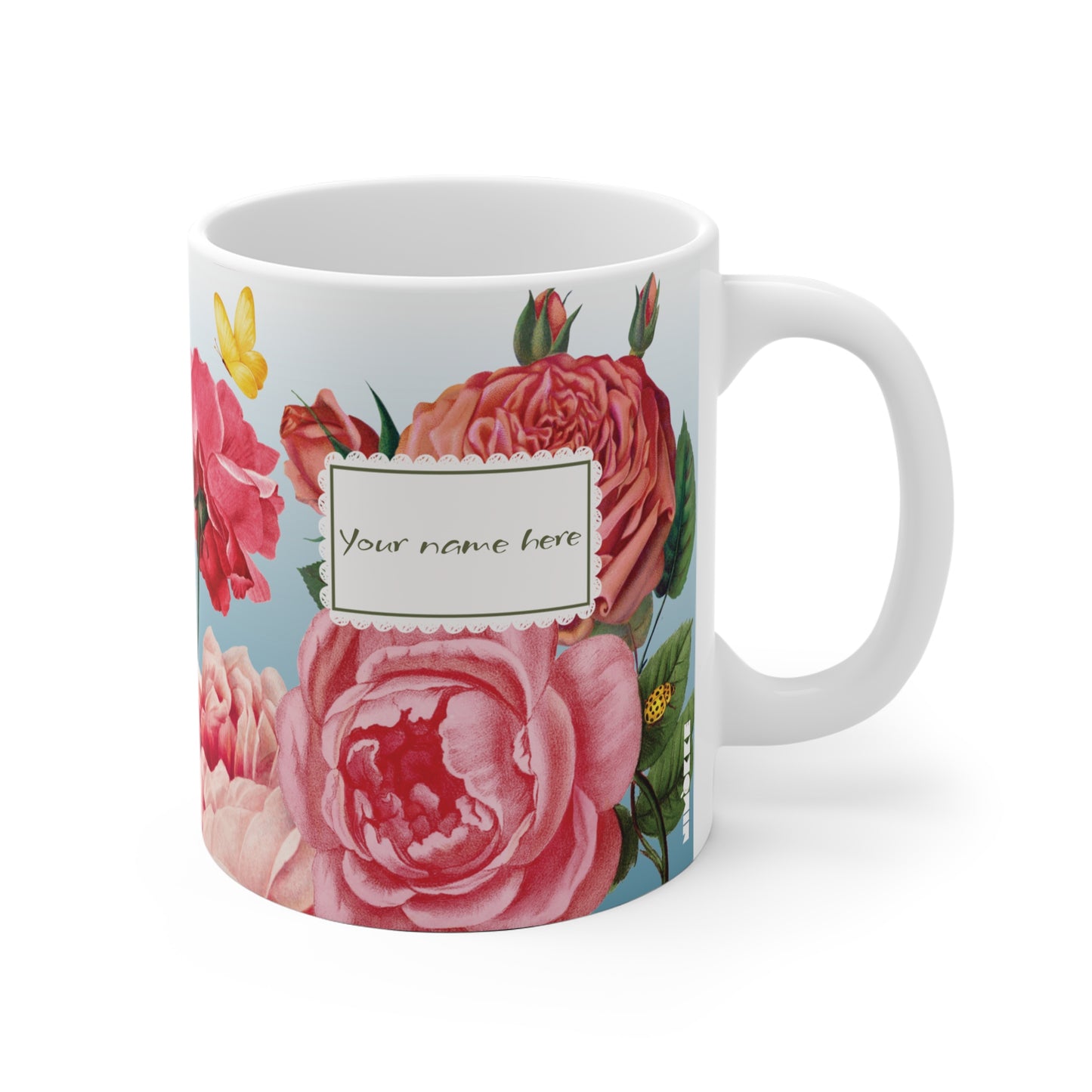 Gepersonaliseerde Vintage Rozentuin Mok – Mok met Naam (325 ml)