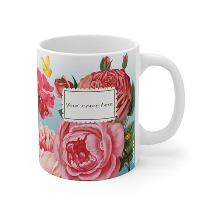 Gepersonaliseerde Vintage Rozentuin Mok – Mok met Naam (325 ml)