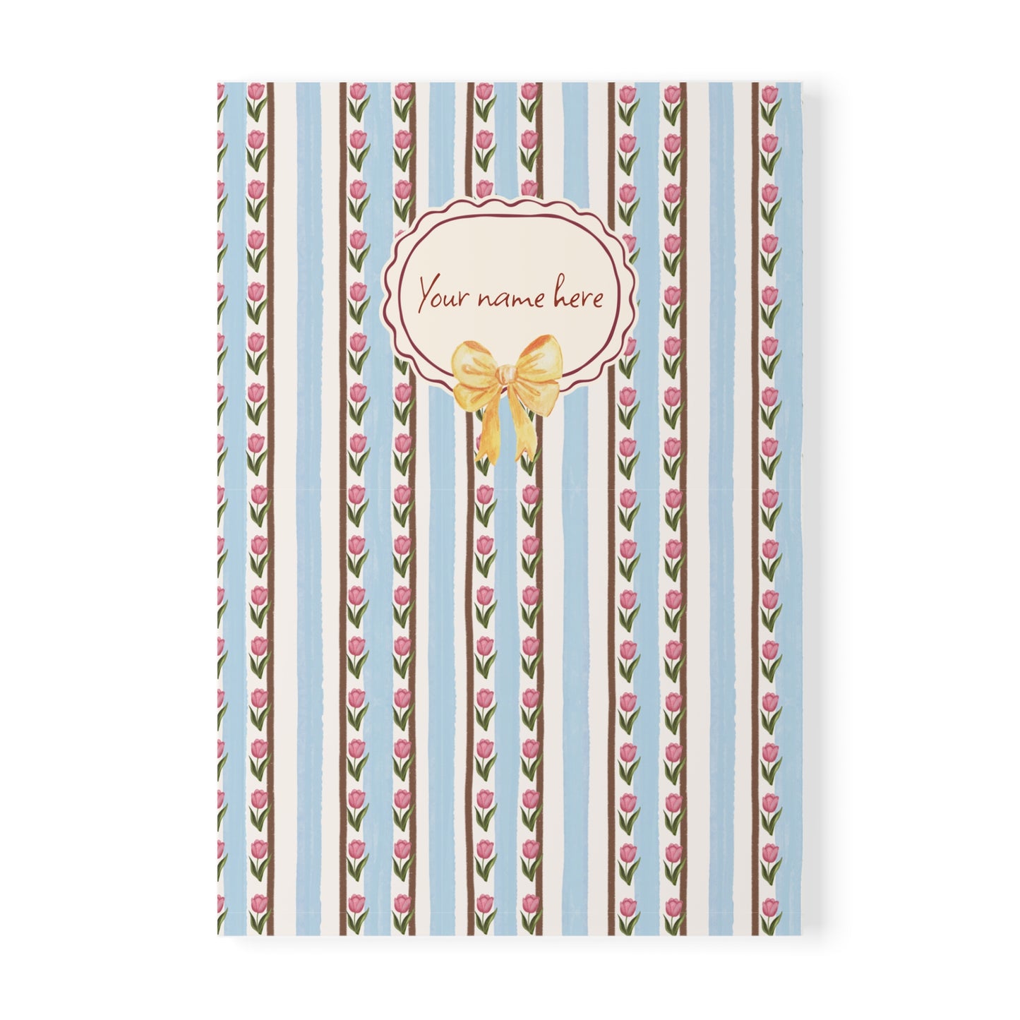 Tulips & Yellow Bow 01 Notebook A5 – Personalized Softcover Journal