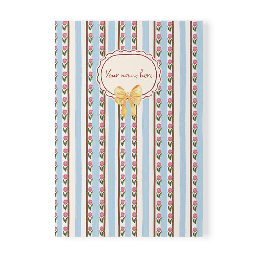 Tulips & Yellow Bow 01 Notebook A5 – Personalized Softcover Journal