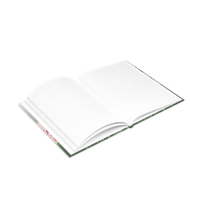 Vintage Peony Floral Green Hardcover Notebook
