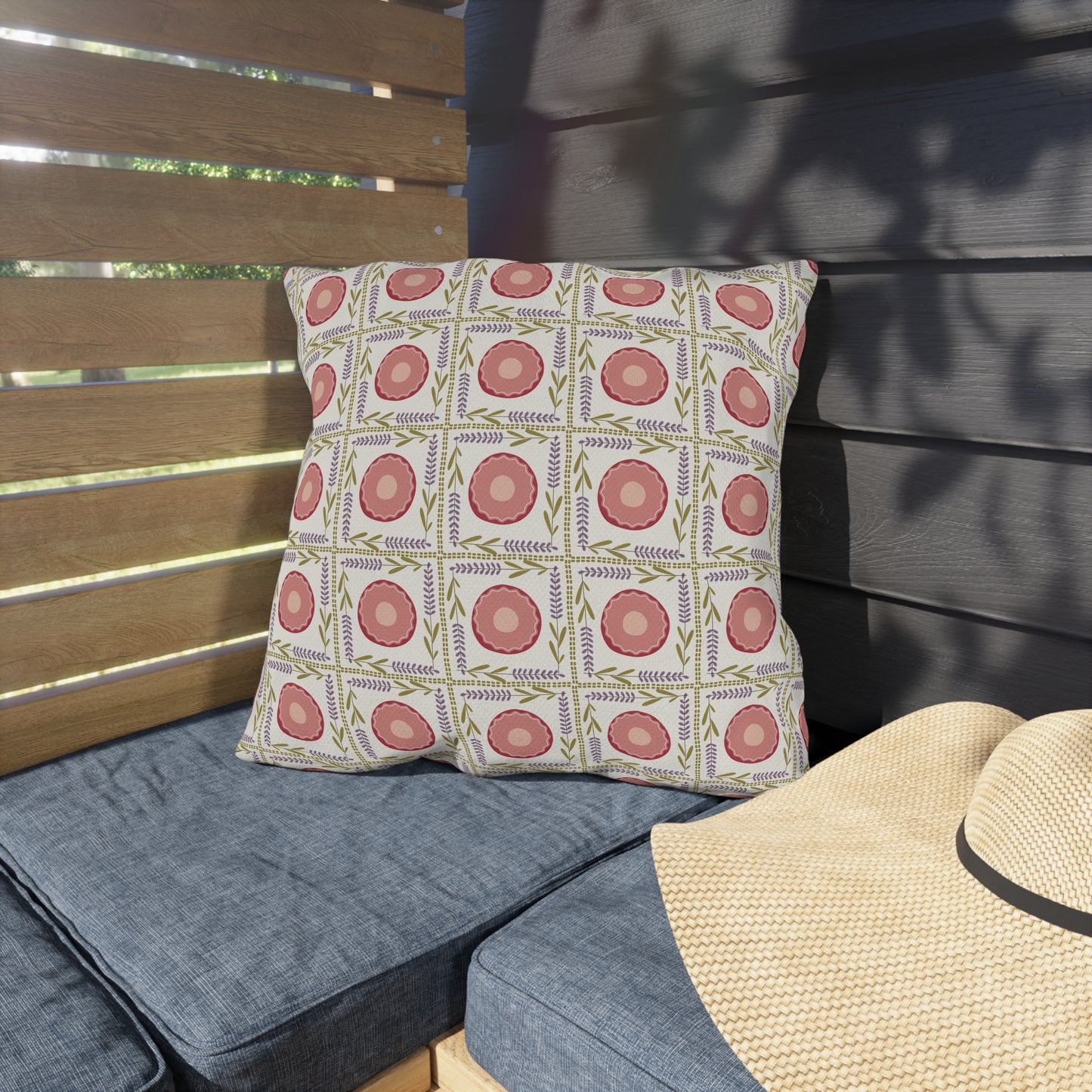 Colorful Outdoor Pillow with Pink and Lavender