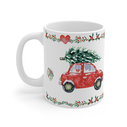Christmas Coffee Mug Driving Home for Christmas (White)