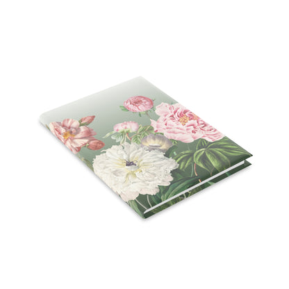 Vintage Peony Floral Green Hardcover Notebook