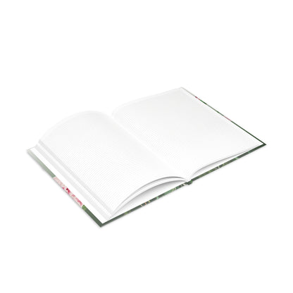 Vintage Peony Floral Green Hardcover Notebook