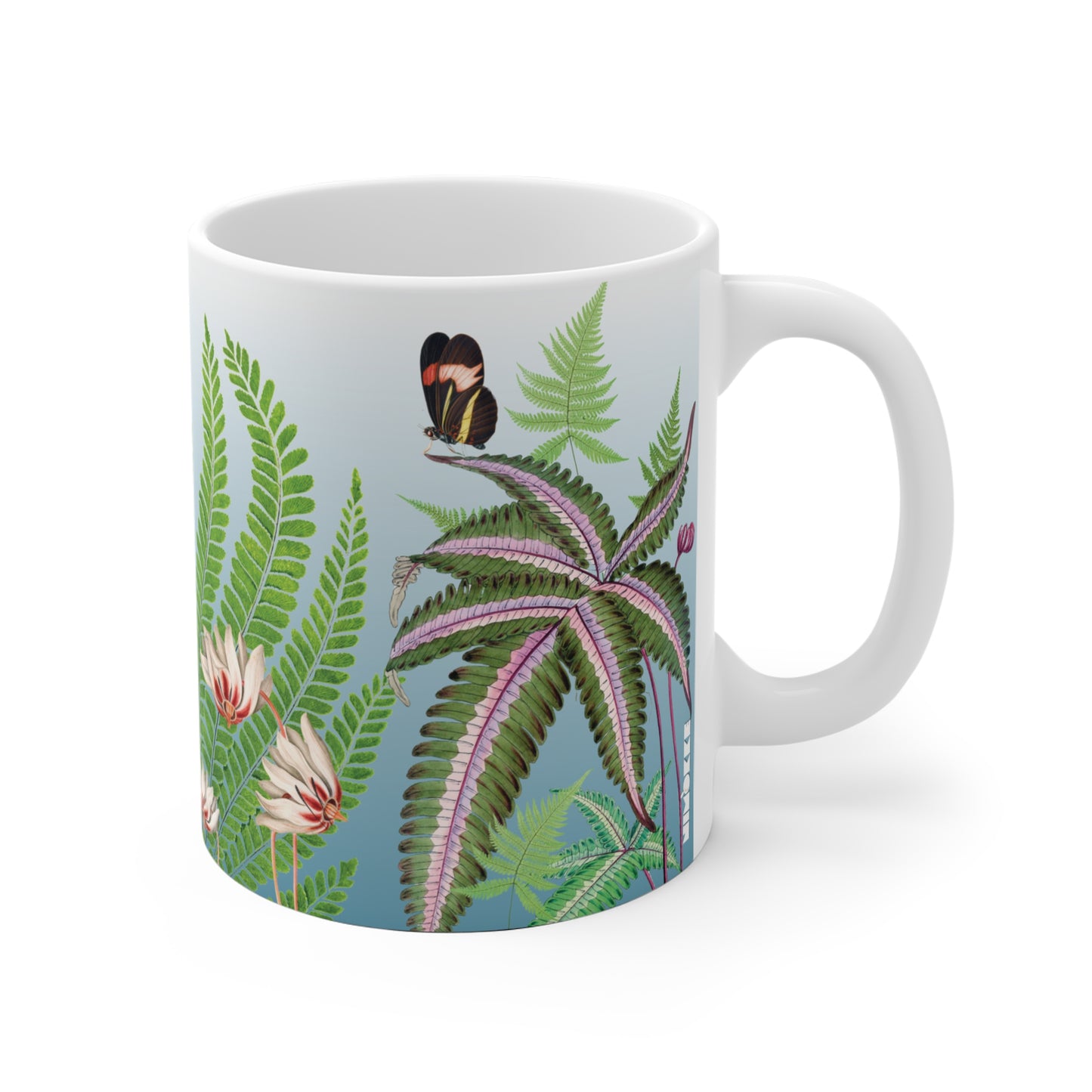 Ferns, Bluebird & Butterfly Ceramic Mug