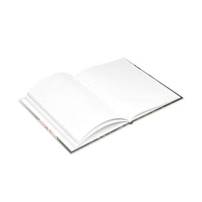 Vintage Peony Floral Green Hardcover Notebook
