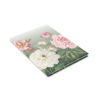 Vintage Peony Floral Green Hardcover Notebook