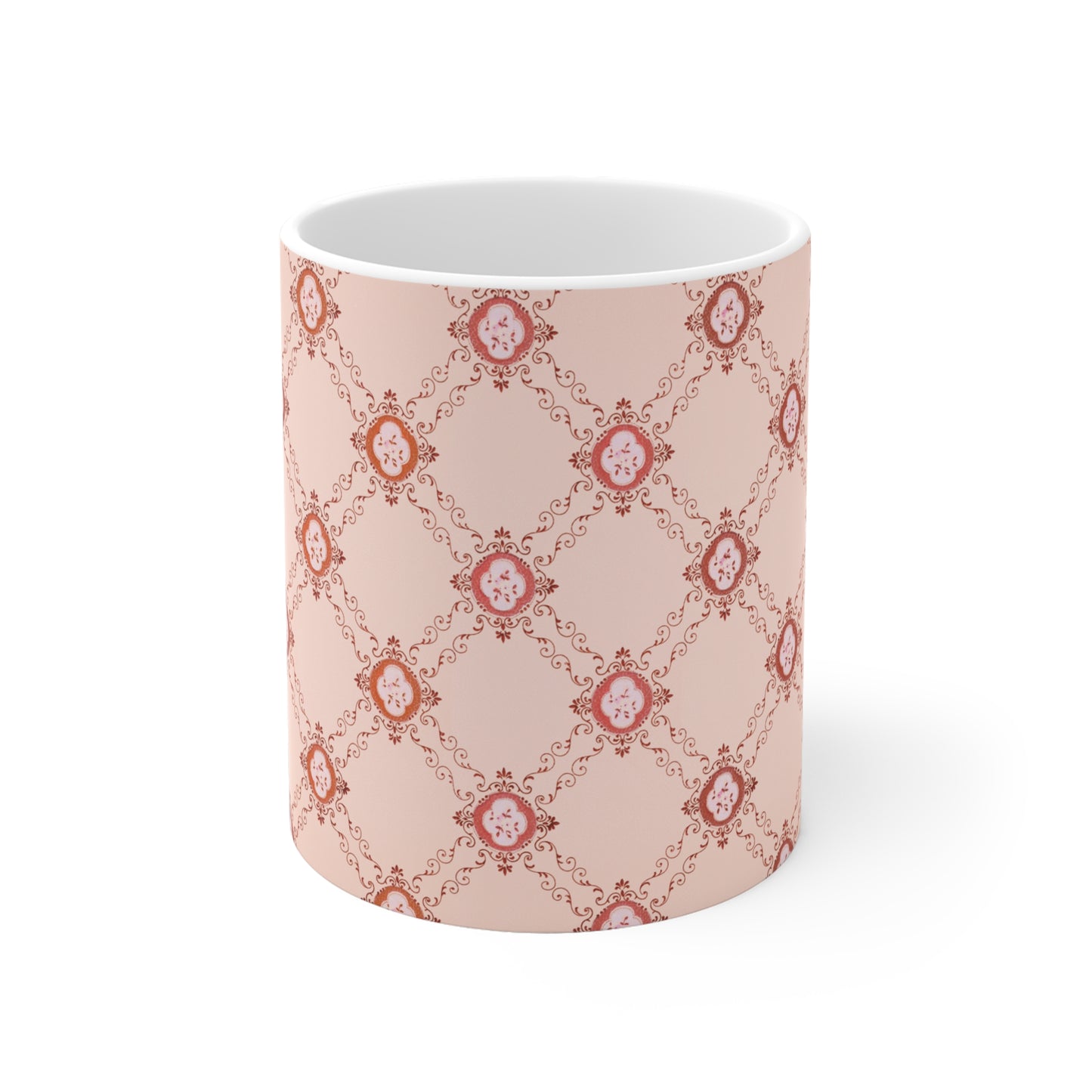 Victorian Floral Pattern Pink Ceramic Coffee Mug