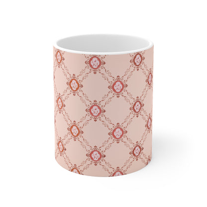 Victorian Floral Pattern Pink Ceramic Coffee Mug