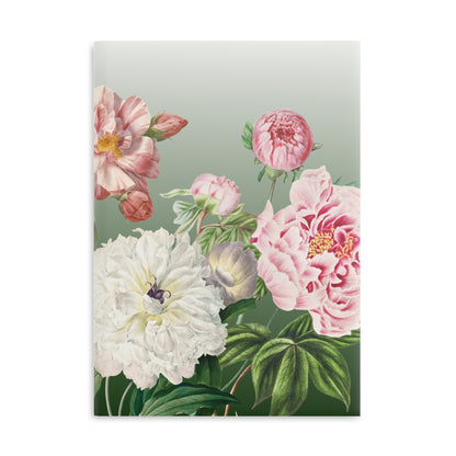 Vintage Peony Floral Green Hardcover Notebook