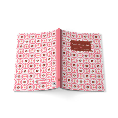 Softcover Notebook A5 Pink Bees & Floral Pattern — PERSONALIZED Decorative Journal