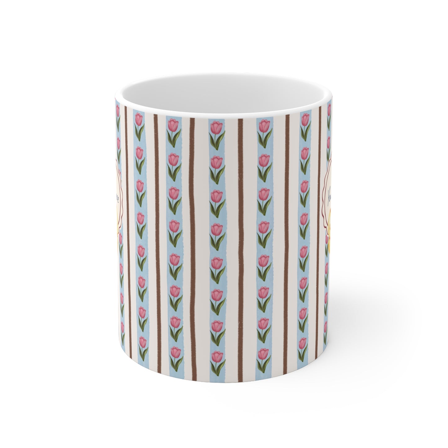 Personalized Little Tulips Mug 2 – Custom Name Coffee & Tea Cup, 11 oz Floral Ceramic Mug