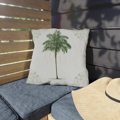 Tropical Outdoor Pillow with Palm Leaf Design