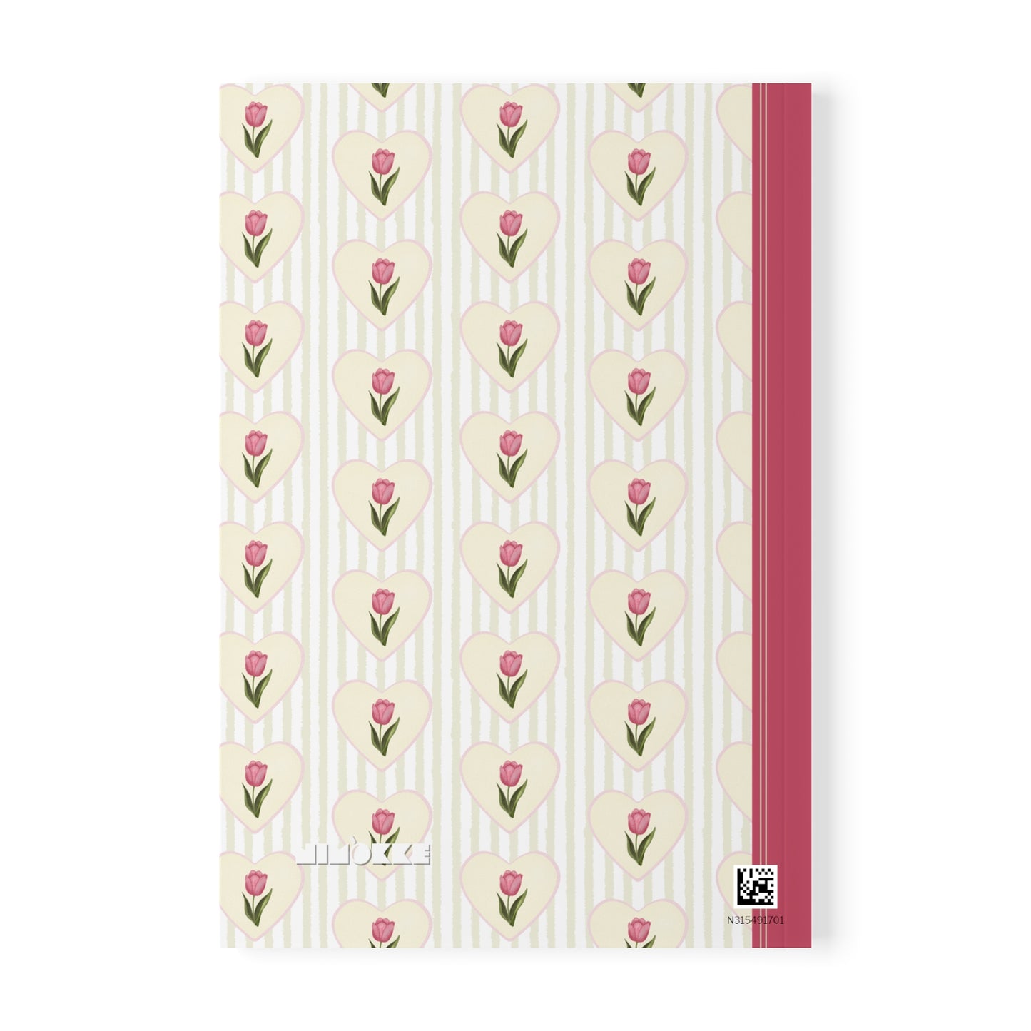 Tulip Heart Floral Notebook A5 Pink – Personalized Softcover Journal