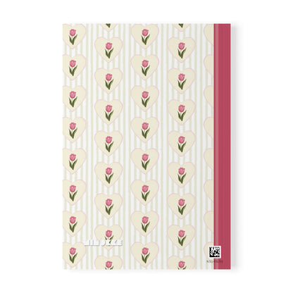 Tulip Heart Floral Notebook A5 Pink – Personalized Softcover Journal