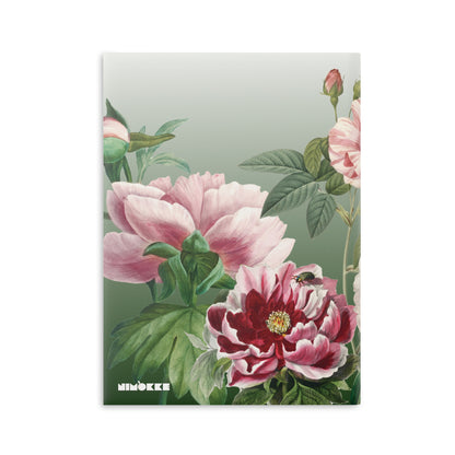 Vintage Peony Floral Green Hardcover Notebook