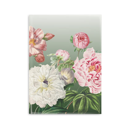Vintage Peony Floral Green Hardcover Notebook