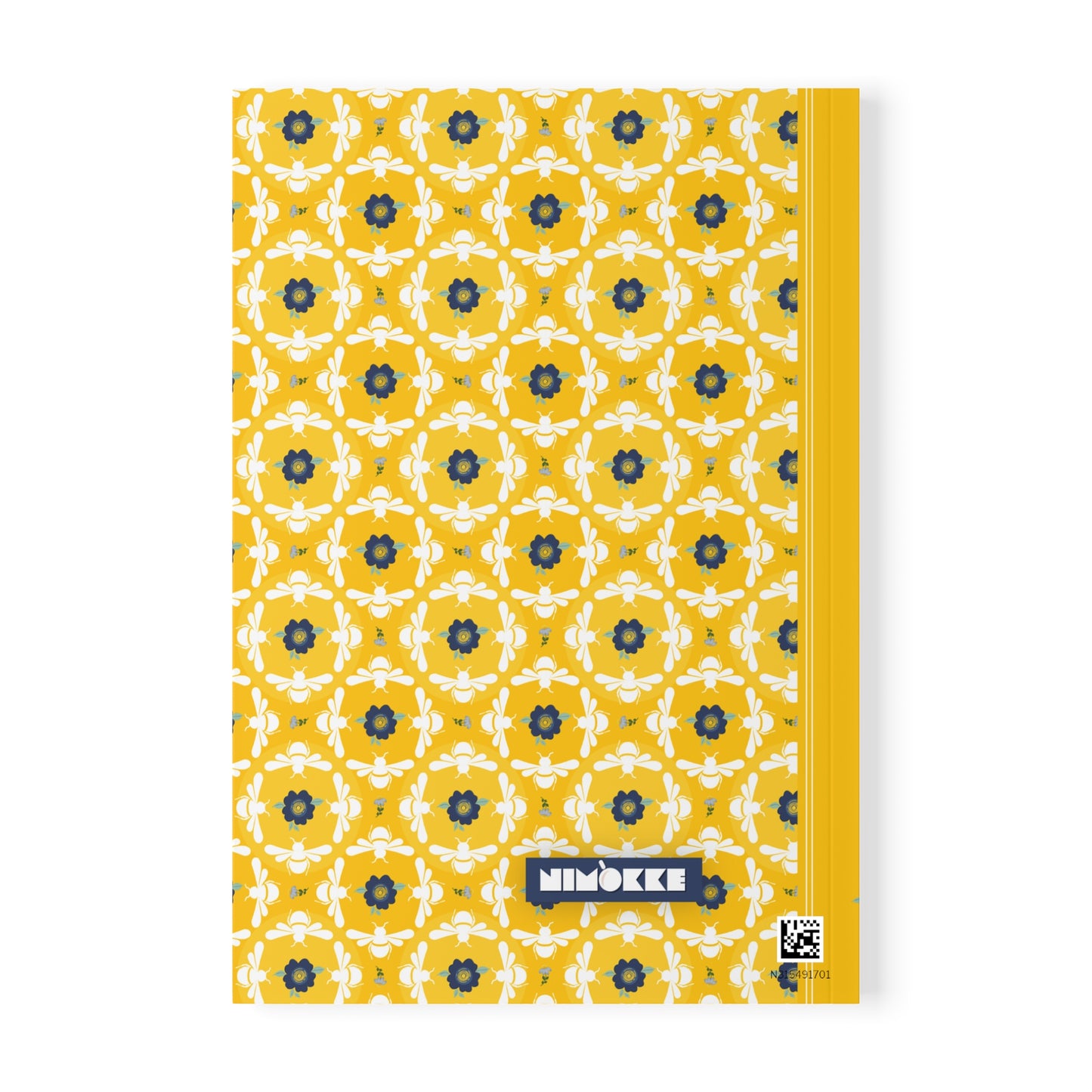 Softcover Notebook A5 White Bees & Floral Pattern — PERSONALIZED Decorative Journal