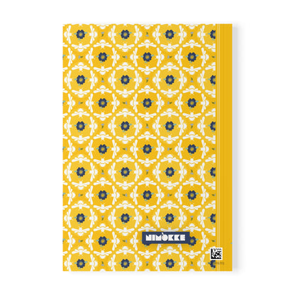 Softcover Notebook A5 White Bees & Floral Pattern — PERSONALIZED Decorative Journal