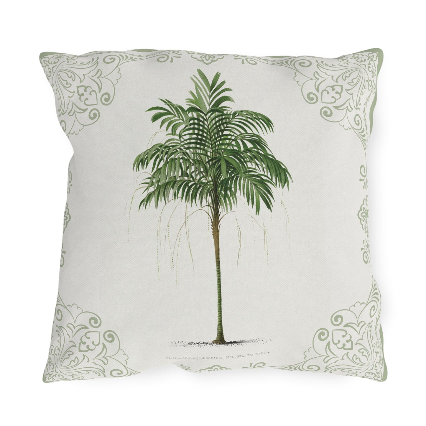 Tropical Outdoor Pillow with Palm Leaf Design